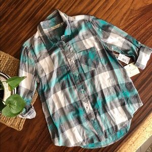 Plaid button down shirt